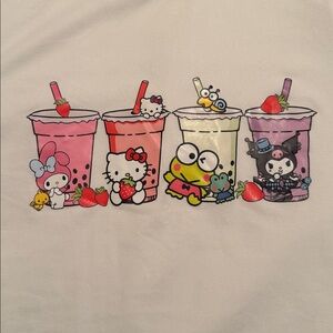 🖤TEMU SANRIO BOBA WHITE POLYESTER TOP SIZE S🖤